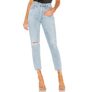 AGOLDE Jamie High Rise Classic Jeans Light Denim Size 30 Button Fly Distressed